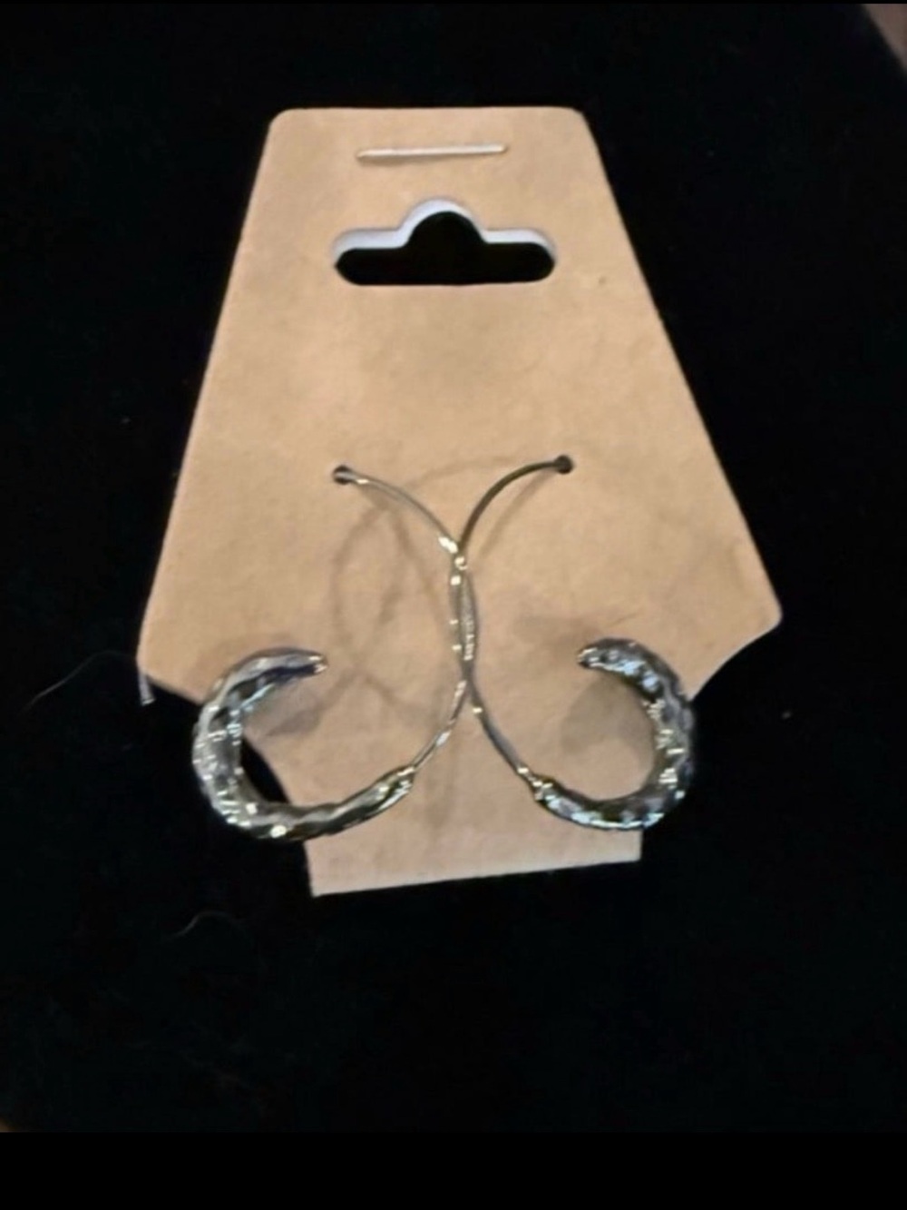 Silver Textured Hoop Earrings - Women Accessories